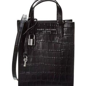 NWT ✅ Marc Jacobs Mini Croc Embossed Leather Tote BLACK ✨ NWT